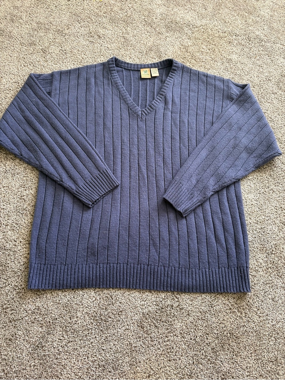 Haband Men's V-Neck Ribbed Sweater - Blue